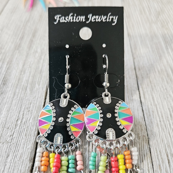 8 Pairs of Bohemian Style Colorful Feather Fashion Jewelry Earrings Lot Costume - Picture 7 of 16